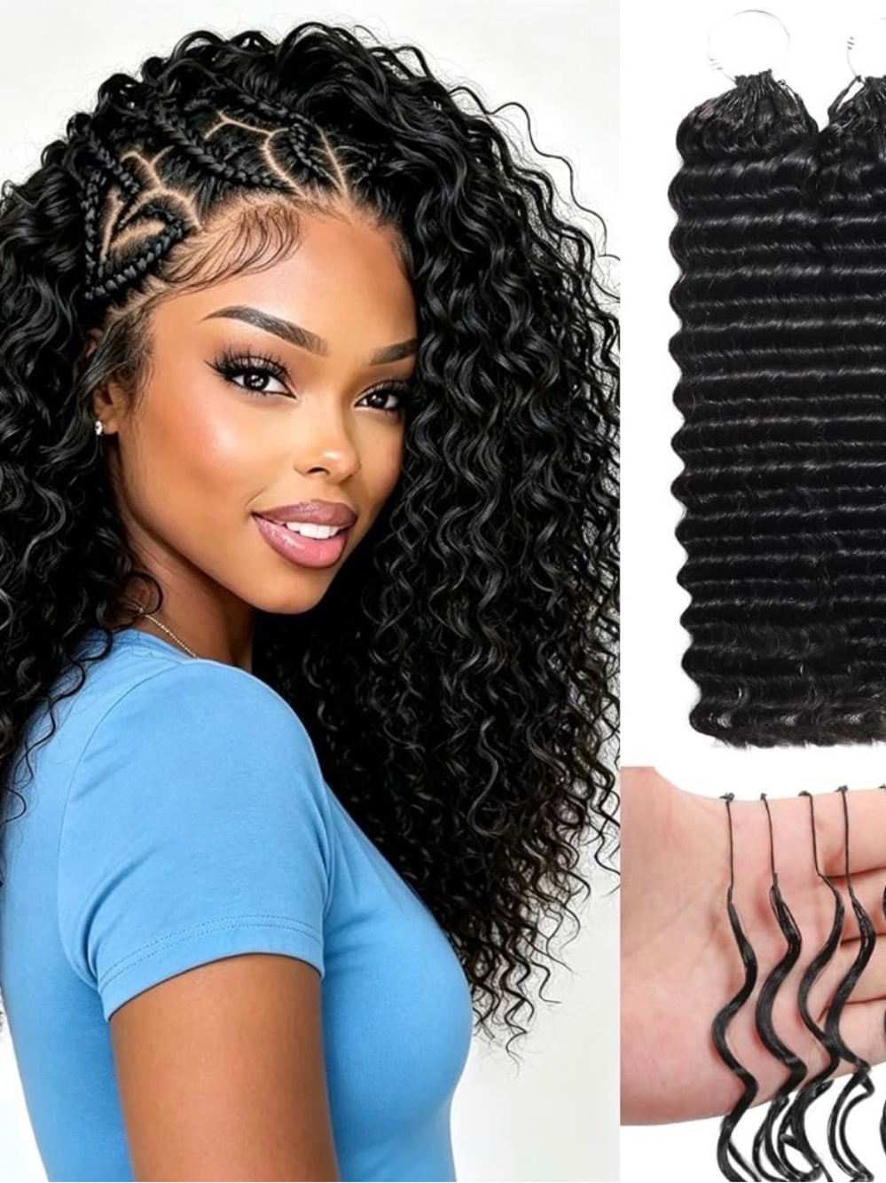 Natural Deep Wave Clip-In Extensions - Black